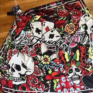 Ed Hardy Multicolor Skull and Floral Scarf NWT